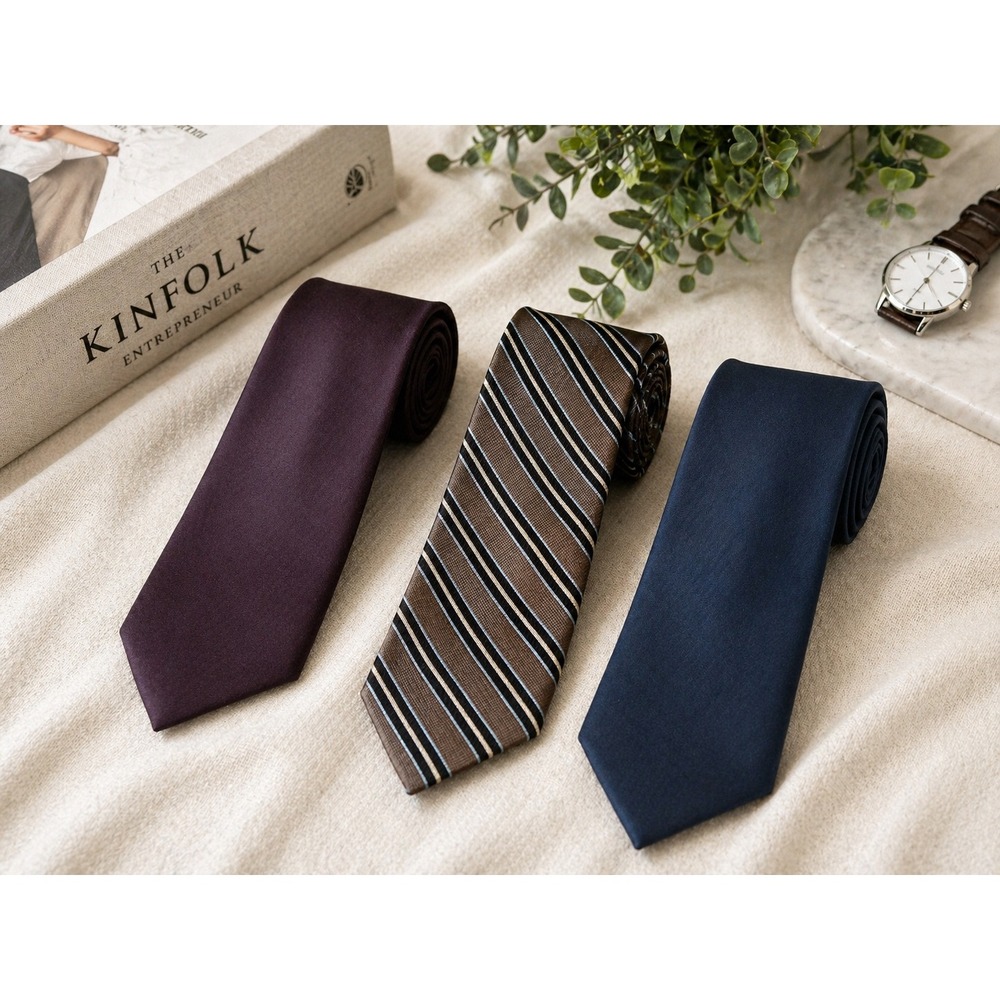 Oleg Cassini Mervyns Mens Silk Necktie Bundle Set of 3 Vintage Italian Silk Ties